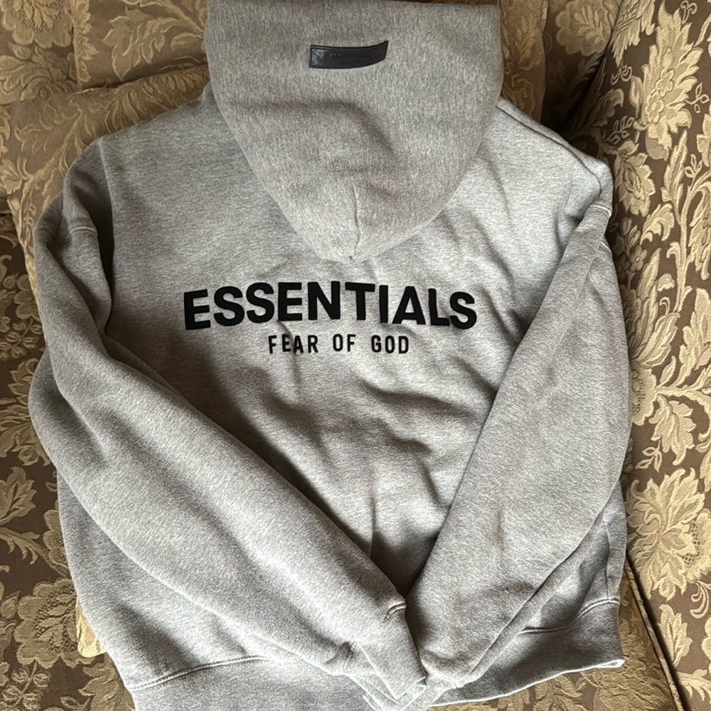 Essentials Fear of God Gray Hoodie Sweatshirt Kangaroo pocket Dark Oatmeal S